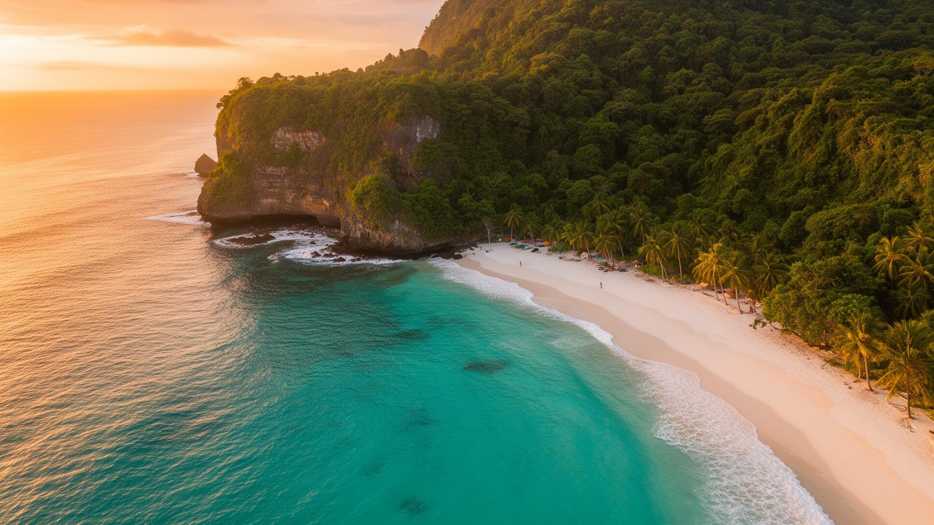 Lombok coastline at golden hour